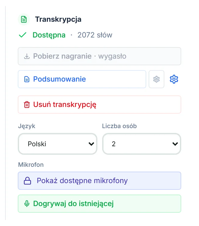 Nagrywanie sesji na żywo z diaryzacją mówców